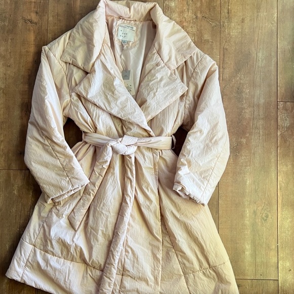 A New Day NWT Tie Waist Cream Blush Water Resistant Coat Size small - Picture 5 of 6